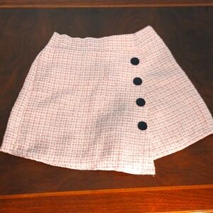 Plaid Skort - Pink, Beige & White Button Skort 6856